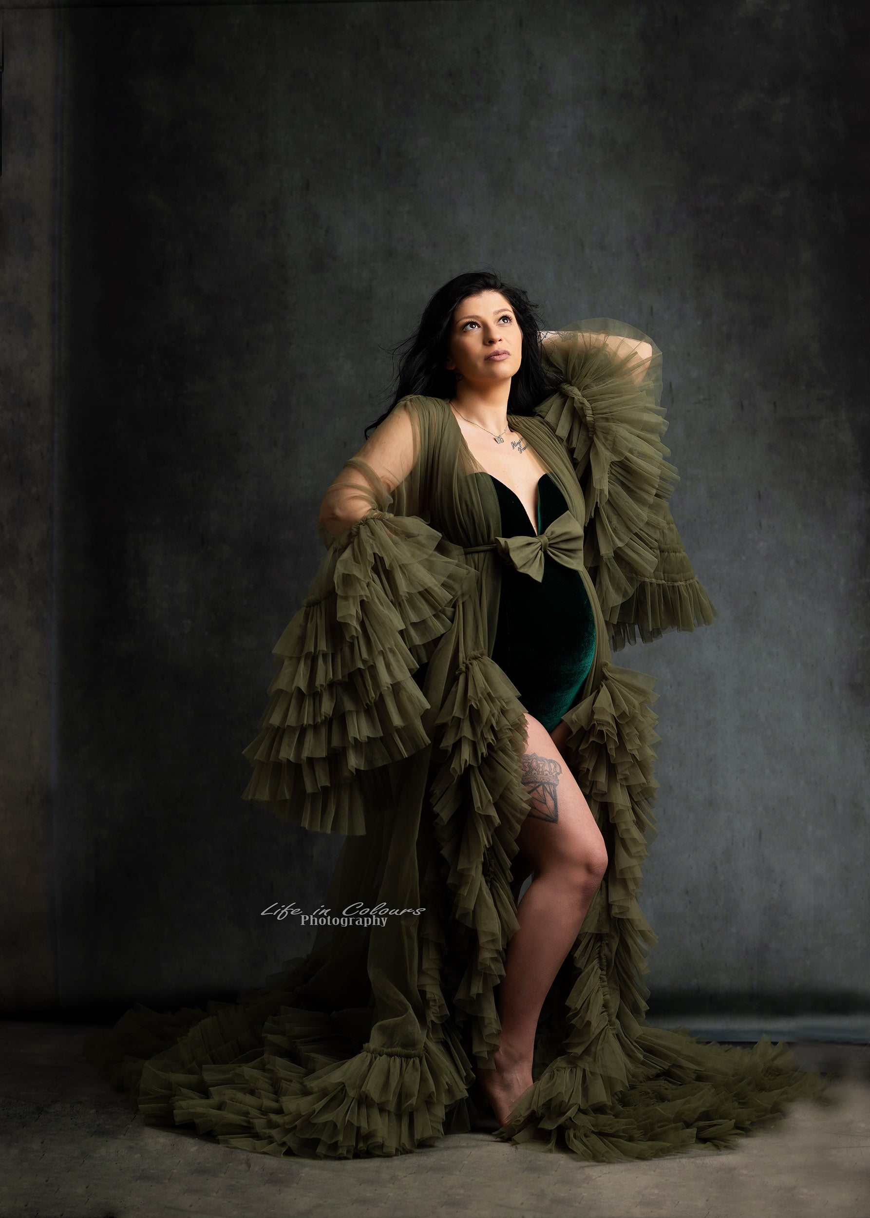 BUNDLE For Hire / Rent Tulle Maternity Dress " The Queen" Olive Green PropsandDrops BUNDLE For Hire / Rent Tulle Maternity Dress " The Queen" Olive Green PropsandDrops