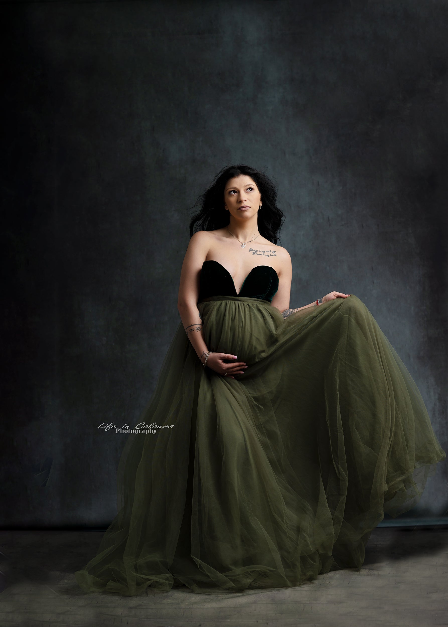 FOR HIRE MATERNITY / PHOTO SHOOT Olive green tule skirt with Bodysuit PropsandDrops FOR HIRE MATERNITY / PHOTO SHOOT Olive green tule skirt with Bodysuit PropsandDrops
