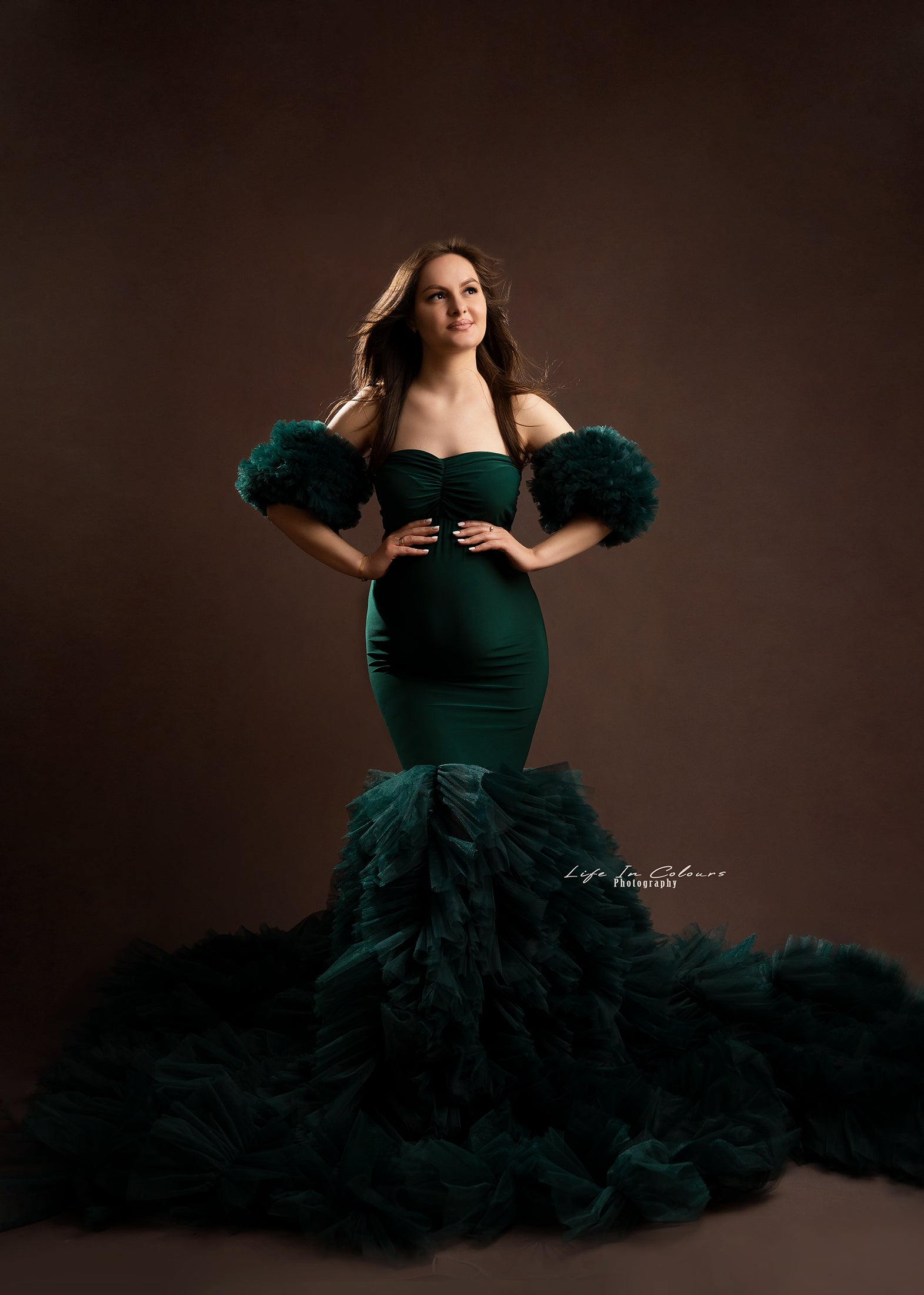 FOR HIRE Elastic Forest Green Maternity Photoshoot Baby Shower Event T